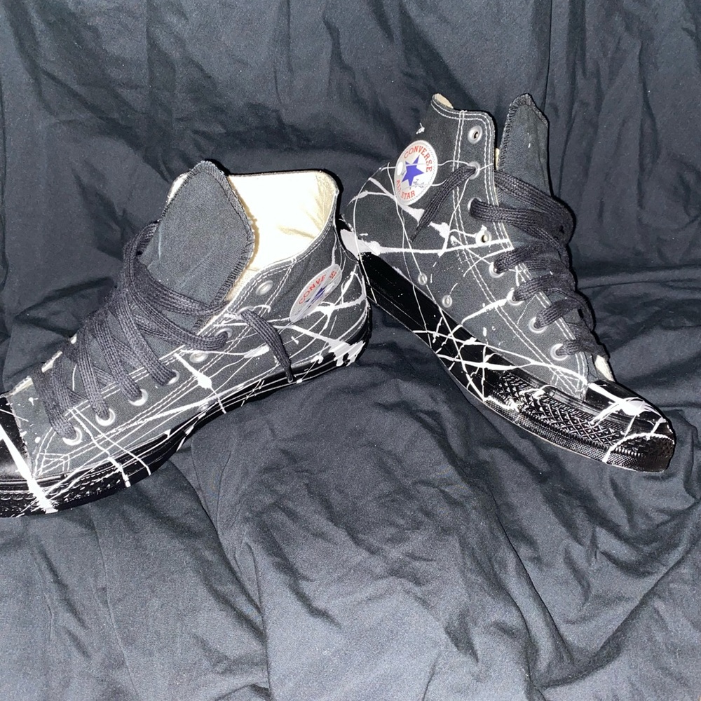 Converse Black, White, & Gray Splatter High-Tops - Picture 3 of 4